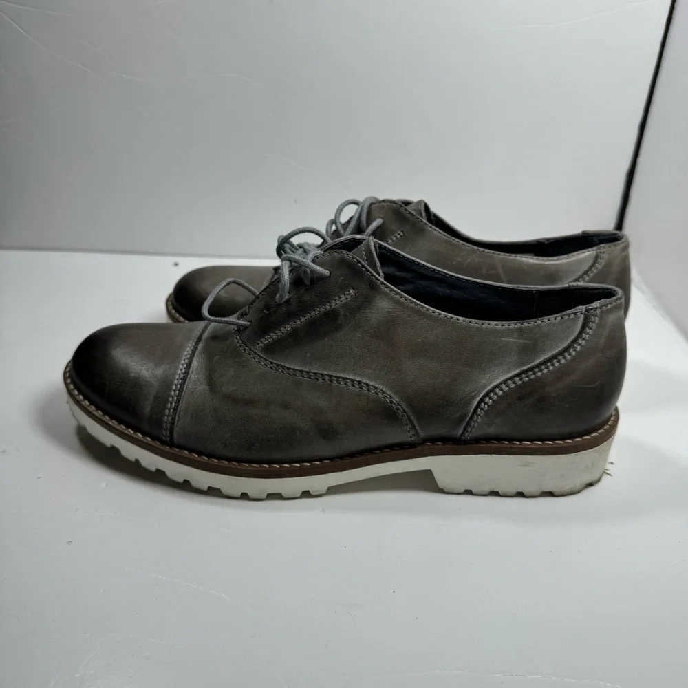 Romano Sicari Gray Leather Oxford Shoes Size 38 7.5 Women Made in Italy Academia